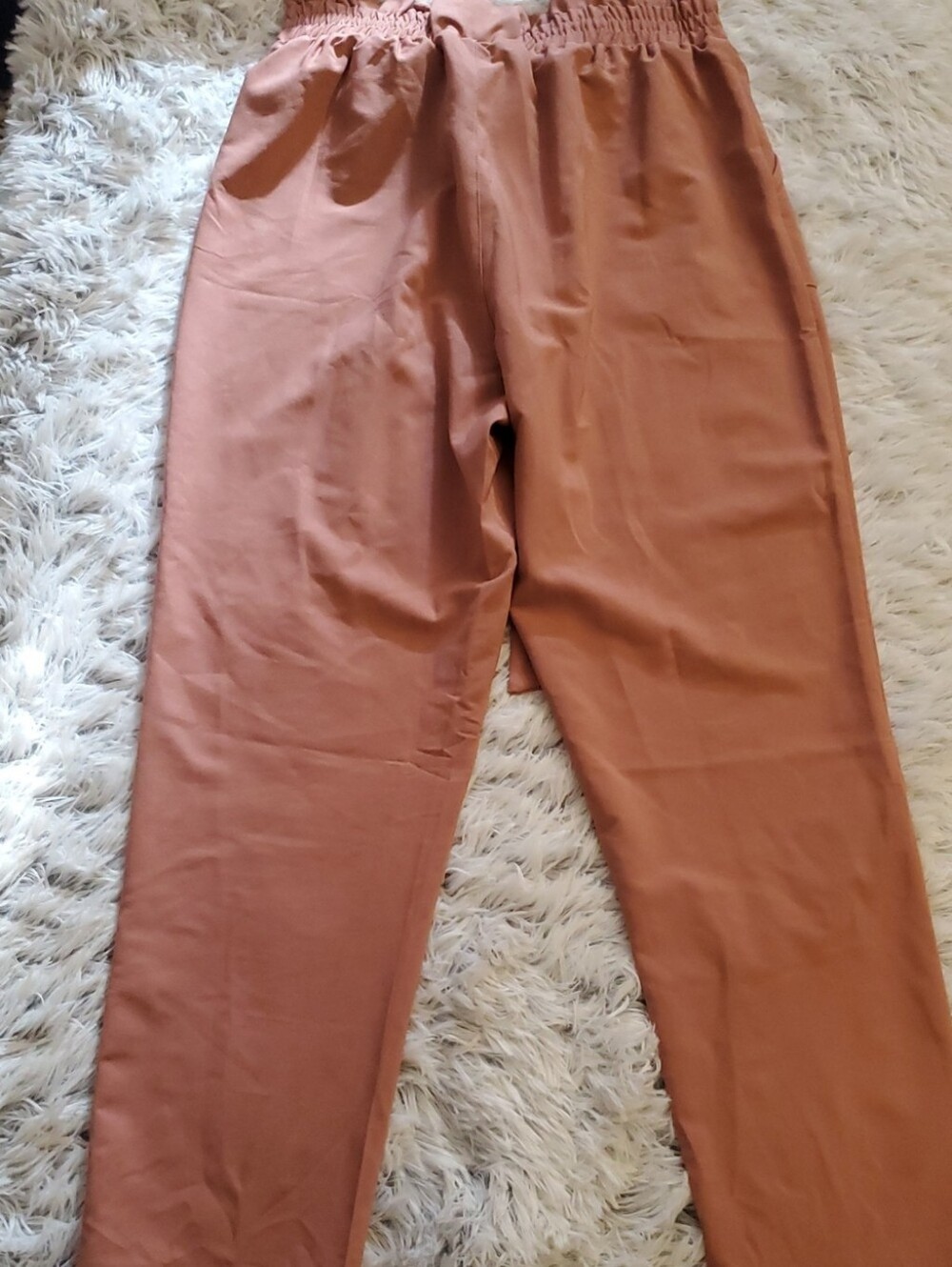 Grace Karin Rust Terracotta Paperbag Waist Pants Size M – Tie Belt - Picture 4 of 5